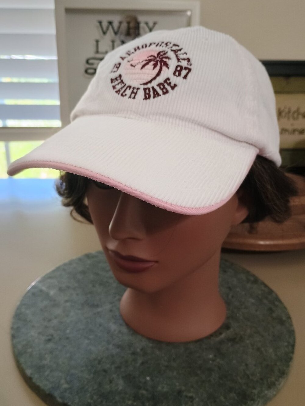 Vintage Aeropostale Beach Babe White Corduroy Ball Cap